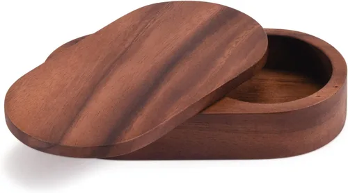 Vista 5 de Kalmar Home Olla de madera de acacia de 7 pulgadas para sal y pimienta con tapa