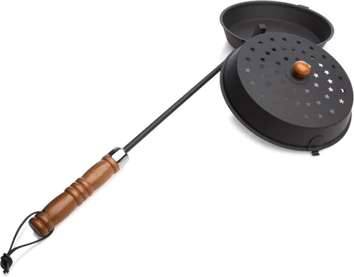 Vista 3 de Rome 's - Palomitas de maíz para tostador y chimenea, acero con mango de madera Eléctrico-Popcorn-Poppers