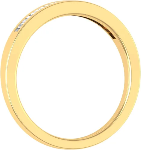 Vista 2 de FINEROCK Anillo de boda clásico de oro de 14 quilates con diamantes de baguette (0.15 quilates) (claridad I1-I2)