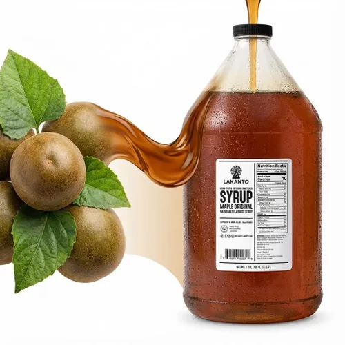 Vista 5 de Lakanto - Edulcorante de jarabe con sabor a arce sin azúcar, con fruta de monje y eritritol, 128 onzas líquidas