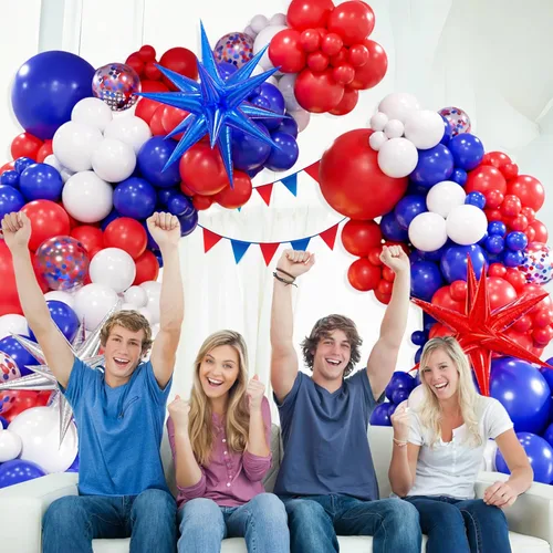 Vista 6 de Kit de arco de guirnalda de globos rojos, blancos y azules con globos