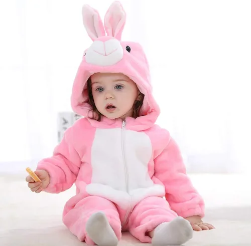 Vista 6 de Mameluco unisex de franela para bebé disfraz de animal con capucha traje de dibujos animados