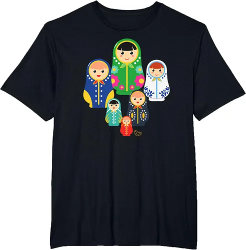 Vista 32 de Matryoshka Russian Nesting Dolls, Rusia - Camiseta de regalo, Azul / Patchwork, S