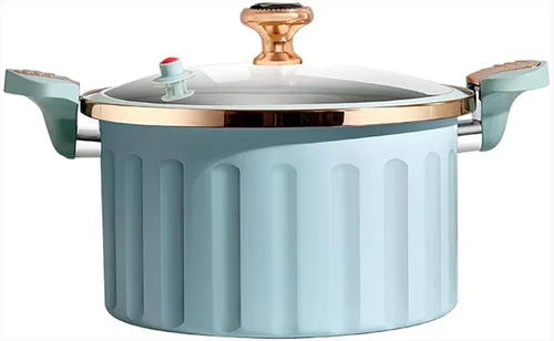 Vista 7 de Olla a presión de esmalte antiadherente (8L) Olla multifuncional con tapa, sello de silicona, válvula a prueba de derrames, olla de presión (A)