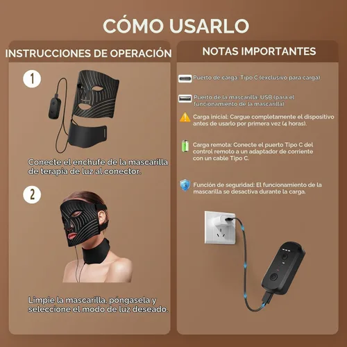 Vista 7 de Terapia de luz roja para cara, terapia de luz de máscara facial LED