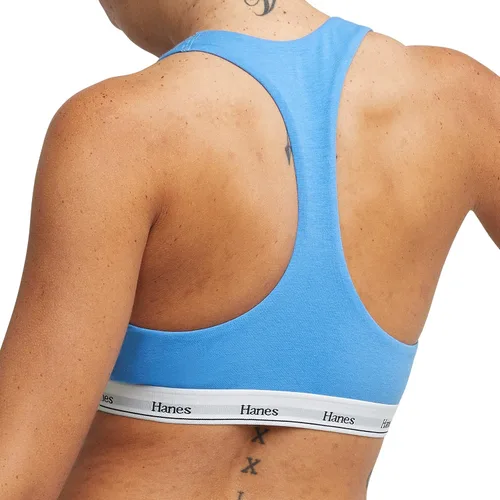 Vista 3 de Hanes Bralette Originals Racerback para mujer, sujetadores de algodón elástico transpirable, paquete de 2