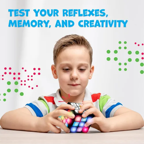 Vista 6 de Winning Fingers Cubo Intermitente Electrónico de Memoria y Juego Cerebral - 4 en 1 Juguetes Portátiles Stem para Niños - Gadgets Geniales
