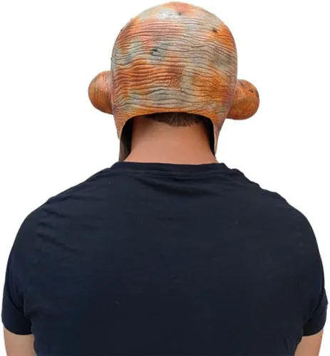 Vista 6 de Ghoulish Productions Máscara de látex alienígena rico naranja gruñón máscara de látex alienígena naranja con grandes ojos negros Ideal