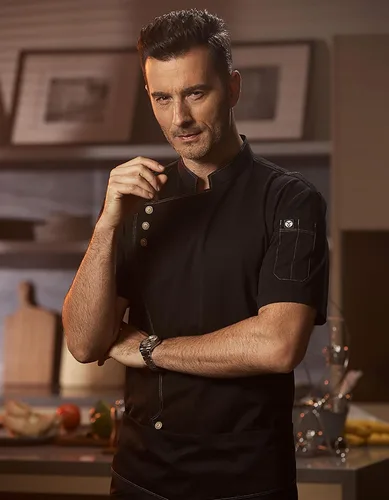 Vista 2 de Chaqueta de chef ligera con cuello alto para hombre, con bolsillo humanizado, uniforme de chef profesional para restaurante