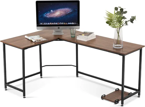 Vista 9 de ivinta Escritorio para computadora en forma de L, escritorio de esquina moderno para espacio pequeño, sala de estar, dormitorio, 7121 (marrón)
