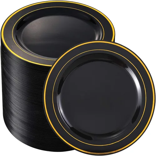 Vista 13 de bUCLA 100 platos de plástico transparente – Platos desechables de 10.25 pulgadas – Platos premium para bodas y fiestas