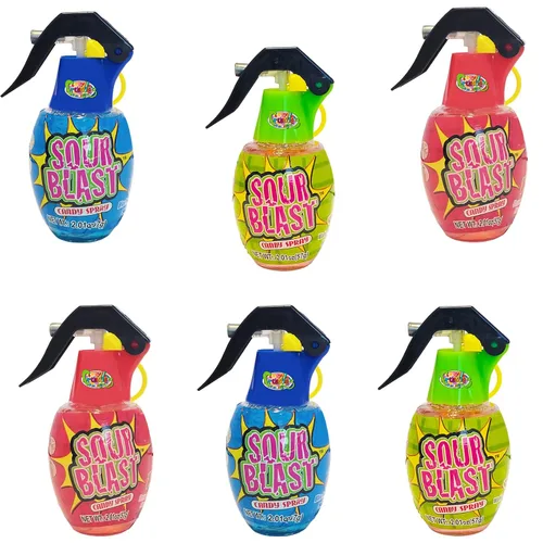 Vista 10 de El spray de caramelo viene en tres sabores diferentes Cherry Splash Blue Raspberry Blast Sour Apple Blast, certificado Kosher, 2.01 onzas por