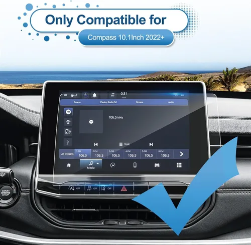 Vista 2 de Protector de pantalla de brújula 2022-2025 2026 para Jeep Compass (Latitude Lux/Limited/Trailhawk/High Altitude) Pantalla táctil de 10.1 pulgadas