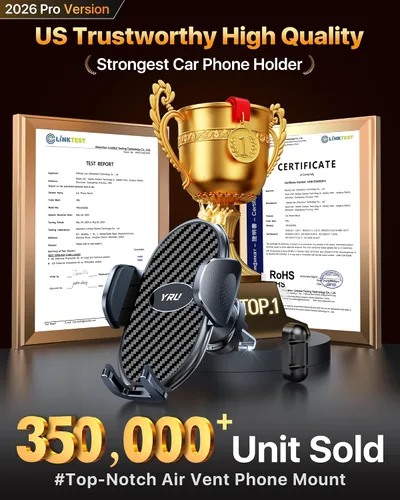 Vista 3 de YRU Soportes de teléfono para tu automóvil [gancho de metal militar mejorado 2026], soporte para teléfono celular para automóvil