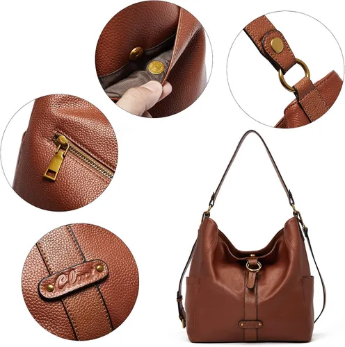 Vista 4 de CLUCI Bolsos de mano de cuero genuino con carteras para mujer bolso grande para mujer largo