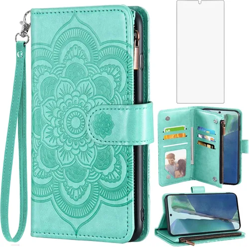 Vista 15 de Asuwish Funda de teléfono para Samsung Galaxy Note 20 Glaxay Note20 5G con protector de pantalla de vidrio templado y soporte para tarjeta de Azul