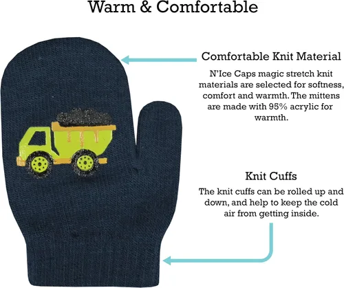 Vista 4 de N'Ice Caps 3 pares de guantes elásticos mágicos para niños y niñas pequeños
