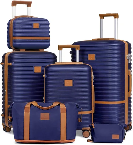 Vista 28 de Juego de maletas Joyway de 3 piezas, juego de maletas extensibles de cabina con rueda giratoria, juego de maletas de carcasa dura con candado TSA