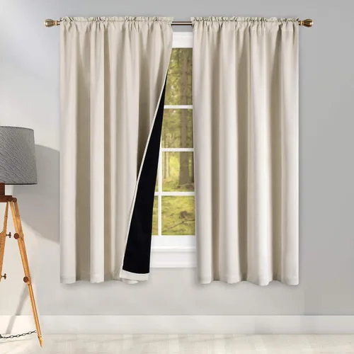Vista 40 de KEQIAOSUOCAI Aqua - 100 cortinas opacas con forro negro para dormitorio, paneles de cortina totalmente opacas para sala de estar, cortinas aislantes