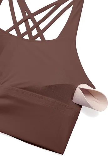 Vista 5 de CRZ YOGA - Brasieres deportivos de linea larga con tirantes delgados para mujer, sin aros, acolchados, cruzados, para yoga, cortados, sin mangas