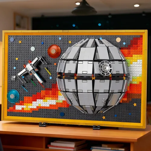 Vista 5 de SZRUIZITEC Kit de 1566 piezas de bloques de construcción de la Estrella de la Muerte, arte de pared (de gran tamaño e incompatible con Lego)