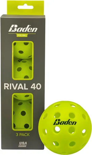Vista 9 de Baden Rival 40 pelotas de pickleball Juego de 3 Aprobado por USAPA Duraderas para un juego consistente Verde neón
