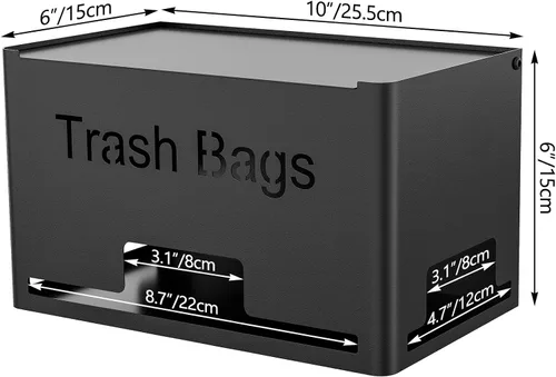 Vista 2 de STWWO Dispensador Grande para Bolsas de Basura, Dispensador de Bolsas de Basura de Metal con Soporte para Rollos, Organizador de Almacenamiento