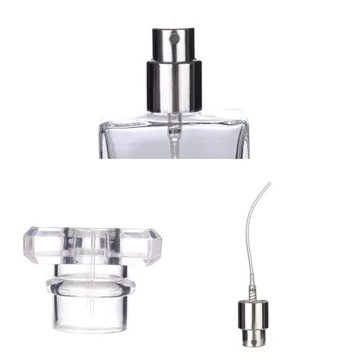Vista 4 de Paquete de 6 botellas de perfume recargables de 1.0 fl oz / 1 onza, botella de perfume de vidrio vacía cuadrada portátil con 4 tipos de paquete de 3