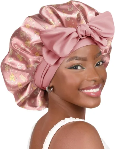 Vista 14 de YANIBEST Gorro de seda ajustable para mujeres durmientes, gorro de satén de doble capa que reduce la fricción y evita el encrespamiento y el cabello