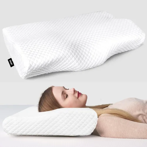 Vista 30 de ZAMAT Almohada de espuma viscoelástica para aliviar el dolor de cuello, almohada cervical ergonómica ajustable para dormir, almohada ortopédica