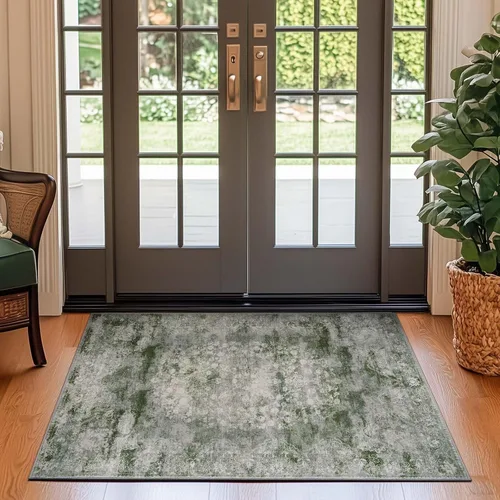Vista 193 de jinchan Fiora - Alfombra lavable de área pequeña, alfombra de entrada floral de medio círculo de 2 x 3, tapete de media luna de pelo bajo, suave