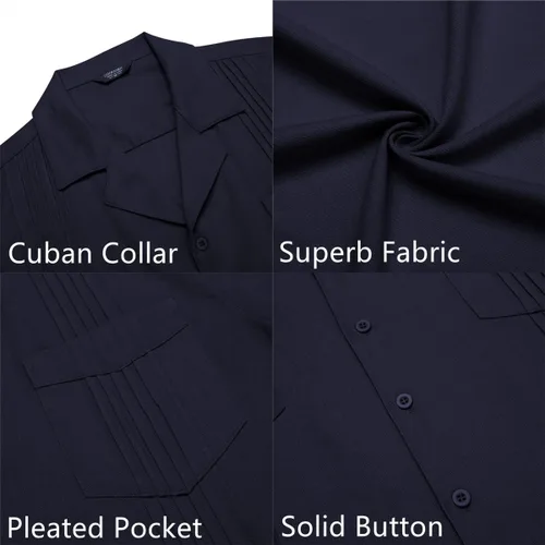 Vista 5 de COOFANDY Camisa cubana para hombre de lino casual Guayabera camisa de verano con botones