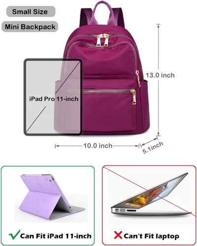 Vista 4 de Collsants Pequeña mochila de nailon para mujer, ligera, mini mochila de viaje, Azul, Mochilas de moda