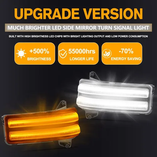 Vista 8 de Gempro Luces LED Secuenciales Ámbar de Espejo Lateral Marcador Señales de Giro Luces Blancas de Estacionamiento y Carga Switchback Lámparas