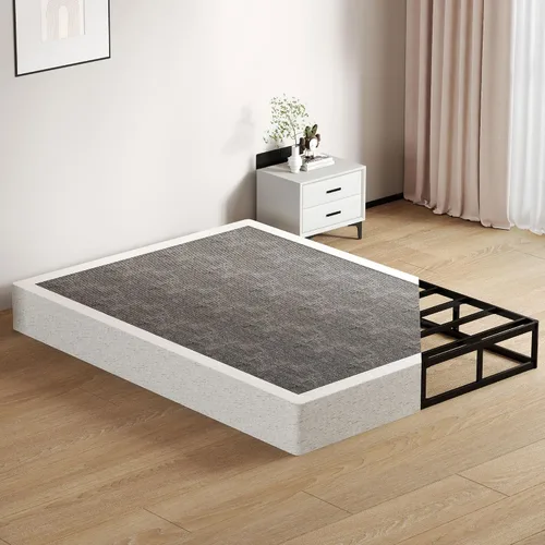 Vista 11 de SHOANED Resortes de caja de tamaño individual de 3 pulgadas - Base de colchón de perfil bajo sin ruido, base de cama de metal resistente con funda