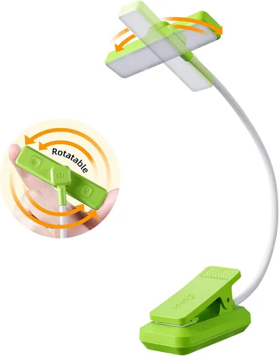 Vista 15 de VAVOFO Luz de Libro Recargable Giratoria: 24 LEDs Luz de Lectura, 3 Colores y 9 Niveles de Brillo Lámpara de Libro, Cuidado de Ojos 120 Horas