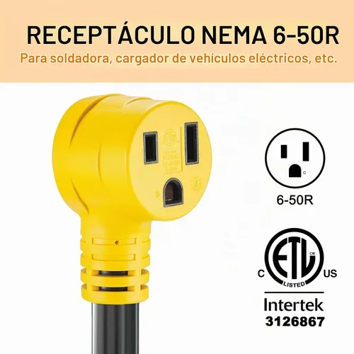 Vista 5 de Cable adaptador de soldador de 50 amperios NEMA 14-50P a 6-50R