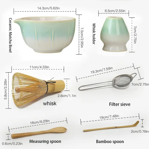 Vista 3 de Juego de té Matcha prémium para principiantes y entusiastas – Kit ceremonial completo con batidor de bambú (Chasen), cuchara, cuenco y cuchara