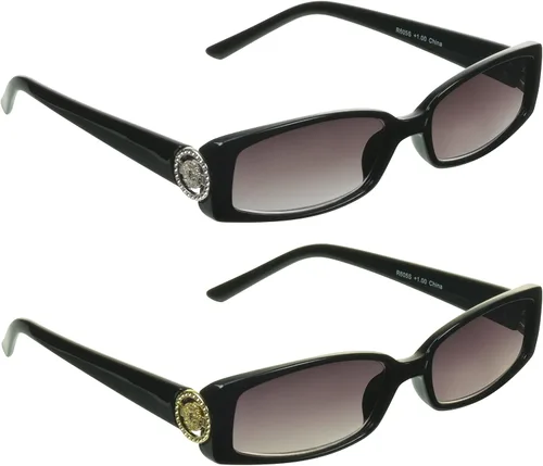 Vista 18 de proSPORT Lentes de sol de lectura con lentes completos, lentes tintados, para mujer, con emblema de medusa, emblema de medusa, color dorado