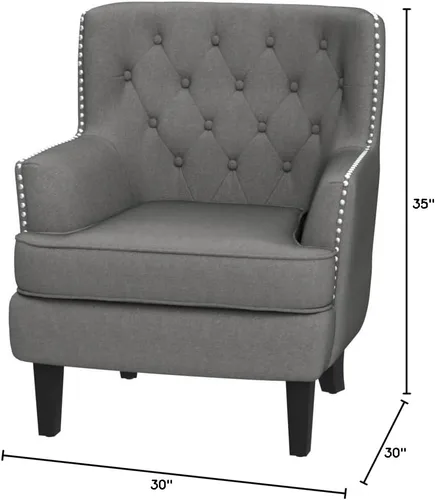 Vista 2 de Rosevera Silla decorativa con juego otomano, sillón tapizado moderno de mediados de siglo para sala de estar o dormitorio, cómoda silla de lectura