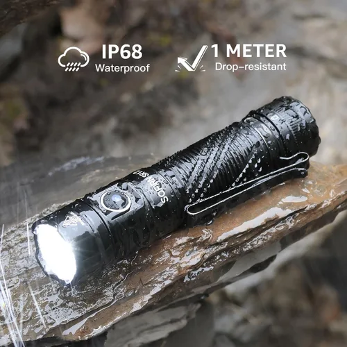 Vista 6 de Linterna de bolsillo recargable con luz LED – Sofirn SR12 pequeñas linternas potentes, luz EDC brillante, linterna magnética de 1300 pies de largo