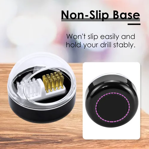 Vista 4 de Brocas de uñas Herramienta de limpieza de cutículas con funda limpiadora de cubierta de cepillo, cepillo de alambre de acero 2 en 1 y cepillo
