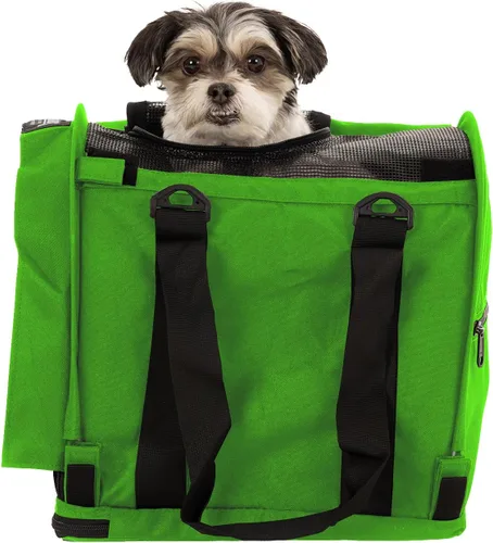 Vista 11 de SturdiBag XL - Transportador de viaje para mascotas: altura flexible para gatos y perros, lados suaves con clips de seguridad y correas
