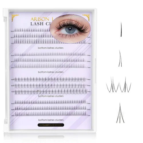Vista 12 de Arison Lashes Extensiones de pestañas inferiores, 4 estilos, pestañas inferiores, pestañas inferiores individuales, de 0.315 a 0.318 pulgadas, banda