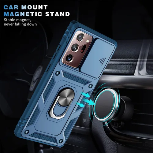 Vista 6 de Funda para Galaxy Note 20 Ultra, a prueba de golpes, resistente a los impactos con cubierta protectora de lente deslizante para Samsung Galaxy Note