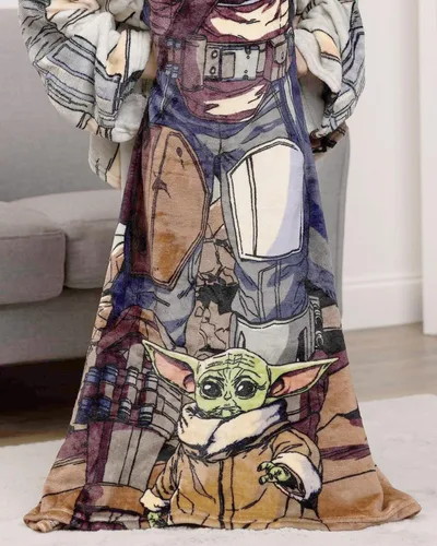 Vista 4 de Northwest Star Wars: The Mandalorian Comfy Mando Youth Silk Touch - Manta cómoda con mangas, 48 x 48 pulgadas