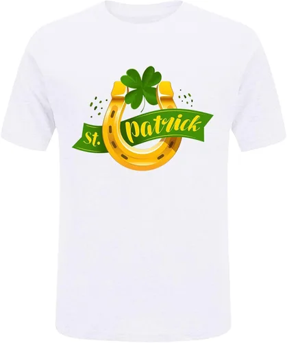 Vista 2 de Camiseta para el día de San Patricio para mujer, divertida camiseta de trébol con letras estampadas de trébol de búfalo y ajuste holgado