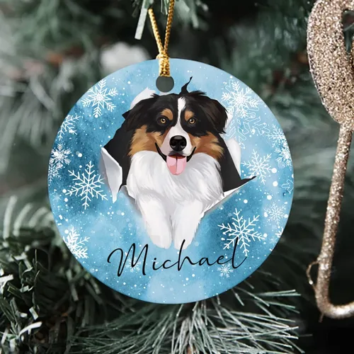 Vista 4 de Adornos de pastor australiano, regalos para Navidad, adorno de pastor australiano personalizado, adornos únicos de pastor australiano, vacaciones