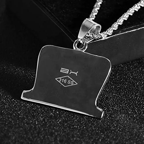 Vista 4 de PAURO Unisex Acero Inoxidable Barber Razor Shaver Peluquería Peluquería Colgante Collar Peine