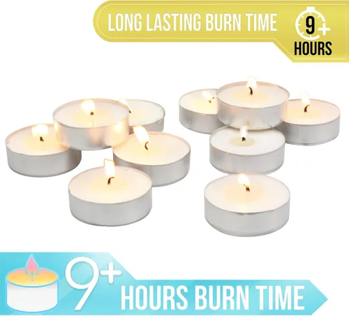 Vista 4 de Stonebriar Paquete de 20 velas de té sin perfume de gran tamaño con 9 horas de tiempo de combustión extendido